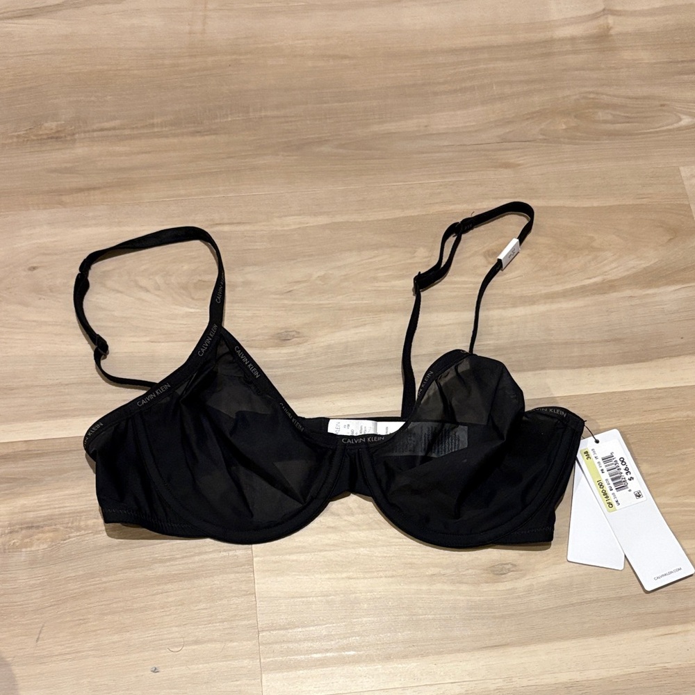 NWT Calvin Klein Black Mesh Demi Bra